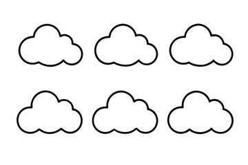 cloud icon set line art silhouette vector illustration