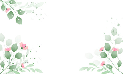 Flower composition. Pink watercolour flowers on white background.Concept of Mother's Day, Valentine's Day, International Women's Day.Top view, flat plan.Vector illustration.