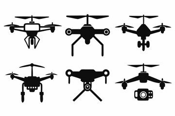 drone icon set line art silhouette vector illustration
