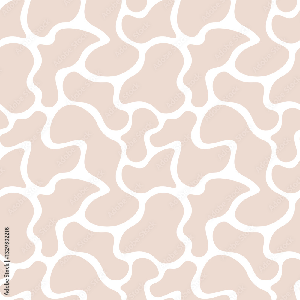 Poster seamless minimal abstract organic pattern with soft beige fluid shapes on white background for wallp