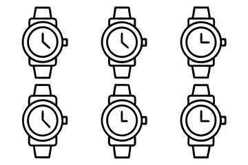 hand watch icon set line art silhouette vector illustration