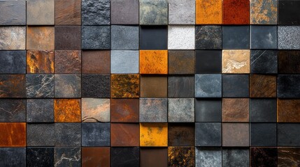 Colorful stone tile mosaic wall texture.