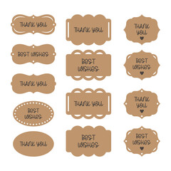 Gift kraft color tag bundle hand drawn vector graphics stencil templates