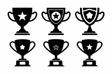 trophy icon set line art silhouette vector illustration