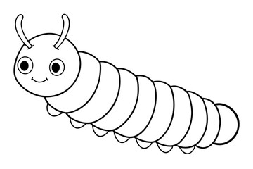 caterpillar insect line art silhouette vector illustration