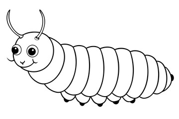 caterpillar insect line art silhouette vector illustration