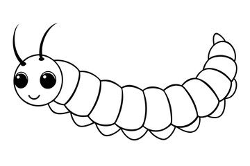 caterpillar insect line art silhouette vector illustration