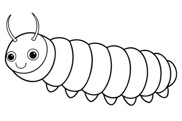 caterpillar insect line art silhouette vector illustration