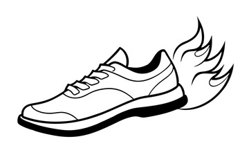 fiery running shoes line art silhouette vector illustration