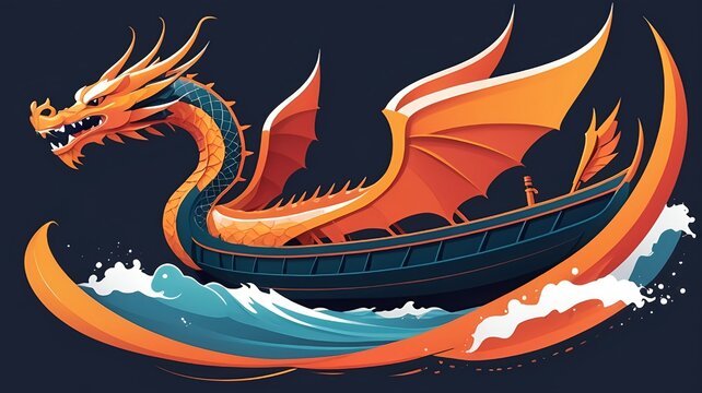 An illusory dragon boat at the Chinese Duanwu Festival