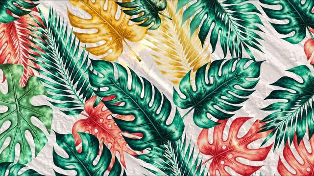 Vibrant tropical leaves in a colorful botanical pattern for design inspiration