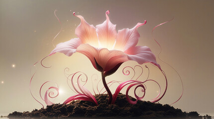 A Mesmerizing Bloom with Soft, Curved Petals and a Deep Crimson Core, Radiating an Aura of Intense Yearning
