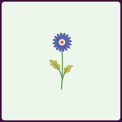 Stylized single purple daisy icon illustration on clean off-white background