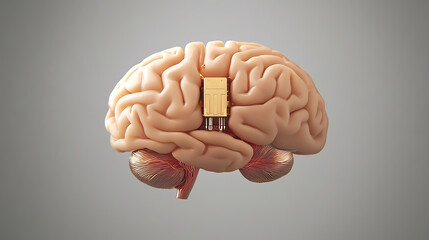 A digital brain interface powered by biotech implants, symbolizing the fusion of biology and artificial intelligence