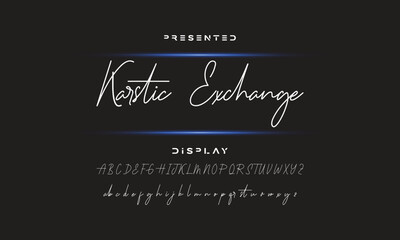 Hand drawn calligraphic vector monoline font. Distress signature letters. Modern script calligraphy type. ABC typography latin signature alphabet.