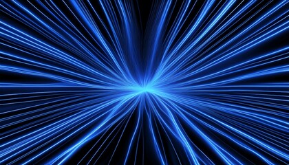 Fototapeta premium Electric blue lines pulse and dance over a deep black background, creating a dynamic and mesmerizing contrast that evokes energy and movement in a futuristic, electrifying display. 