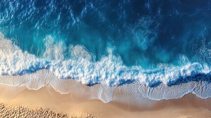 Aerial View of Waves on Sandy Beach