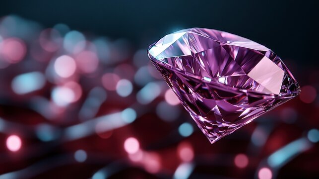 Purple Gemstone Floating Above Abstract Background - Powered by Adobe