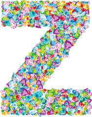 Vector colorful gem stones font, letter Z