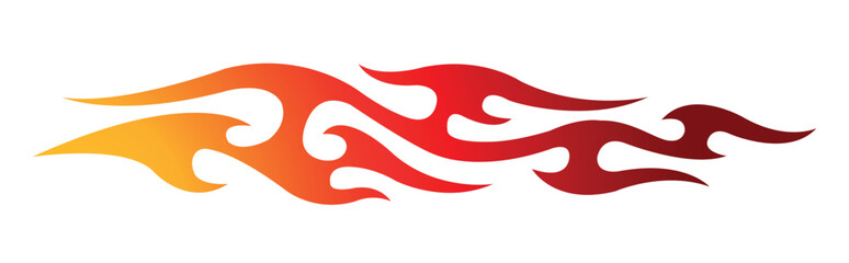 Fire flames racing car decal vector art graphic. Burning tire and flame sports car body side vinyl decal. Side speed decoration for cars, auto, truck, boat, suv, motorcycle.