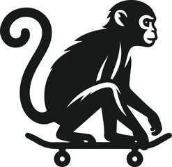 monkey riding a skateboard silhouette