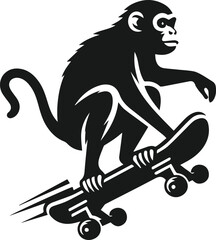 monkey riding a skateboard vector