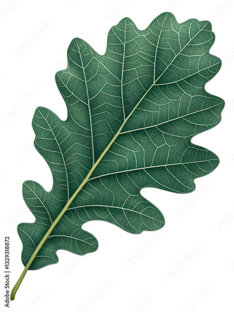 Aufkleber deep green oak leaf displaying intricate vein structure on a transparent background ideal for design