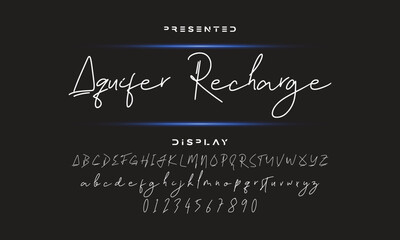 Hand drawn calligraphic vector monoline font. Distress signature letters. Modern script calligraphy type. ABC typography latin signature alphabet.