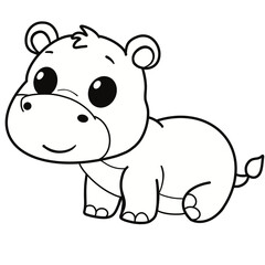 Hippopotamus's animals clipart bw
