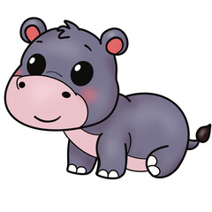 Hippopotamus Animal clipart A-Z color 