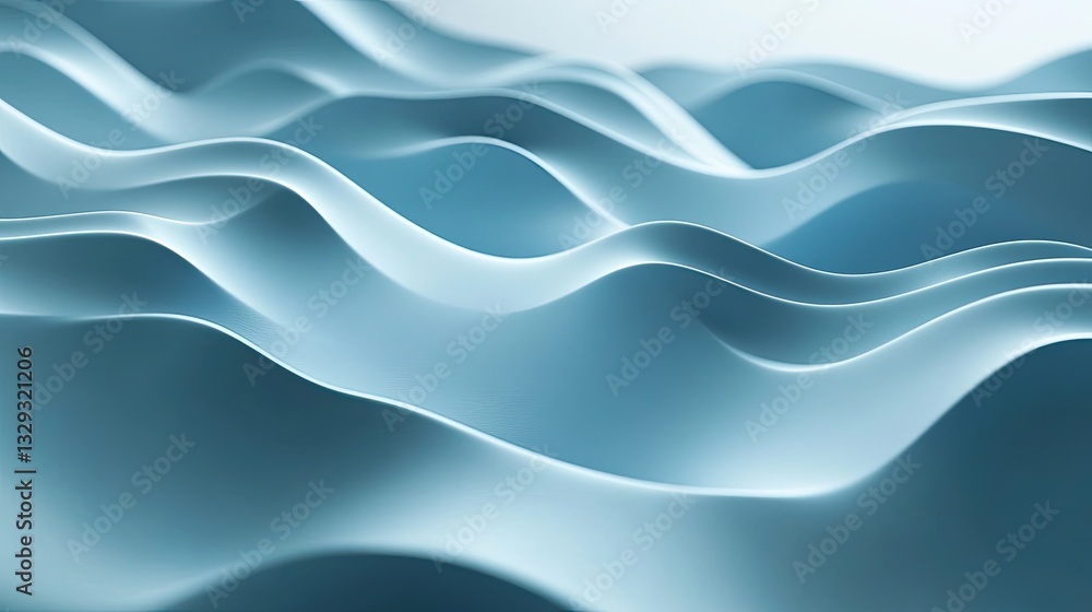 Poster abstract blue wave background soft smooth 3d render flowing curves elegant design gentle undulating 