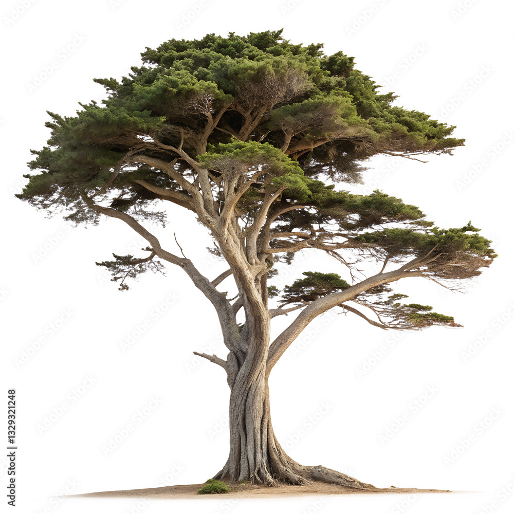 Poster sunlit cypress tree stands alone in serene environment with transparent background png transparent s