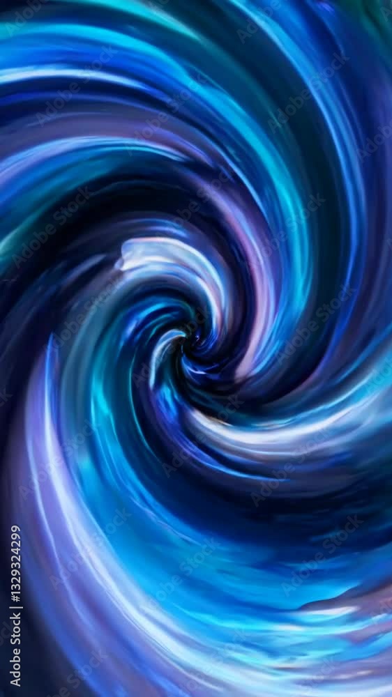 Poster fluid motion vortex. dynamic swirling energy spiral. seamless loop abstract background.