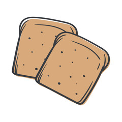 Toast. Fried bread. Simple Vector Hand Drawn Illustration for Sticker, Print, Icon