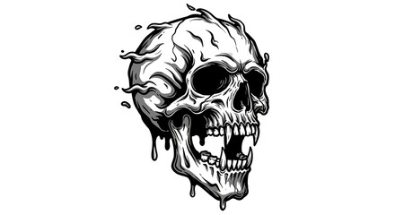 Fototapeta premium Melted Skull Illustration Dark Art Graphic Design Print