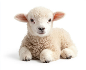Obraz premium cute lamb isolated on a white background, photographed in a studio with ample copy sp