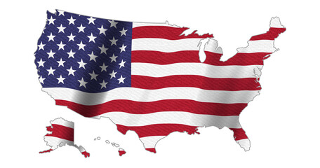 USA flag stars and stripes map