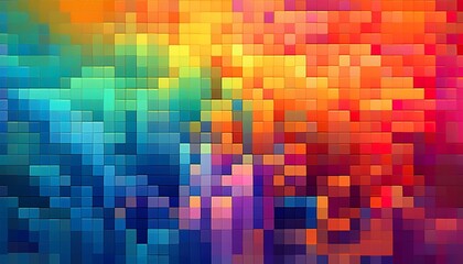 Fototapeta premium Abstract pixelated gradients that blend multiple contrasting colors softly, creating a smooth transition of hues for a vibrant and dynamic visual effect. 