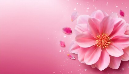 Fototapeta premium Pink flower on pink background, Valentine's day, Women's day, Wedding card, invitation, banner