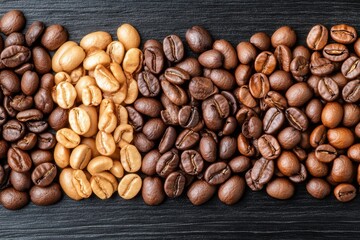 A magnified view of coffee beans, revealing their textured surface and fine cracks