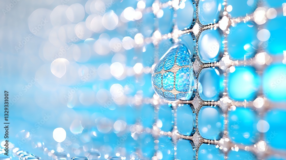 Aufkleber water drop hanging on structure with abstract background bokeh