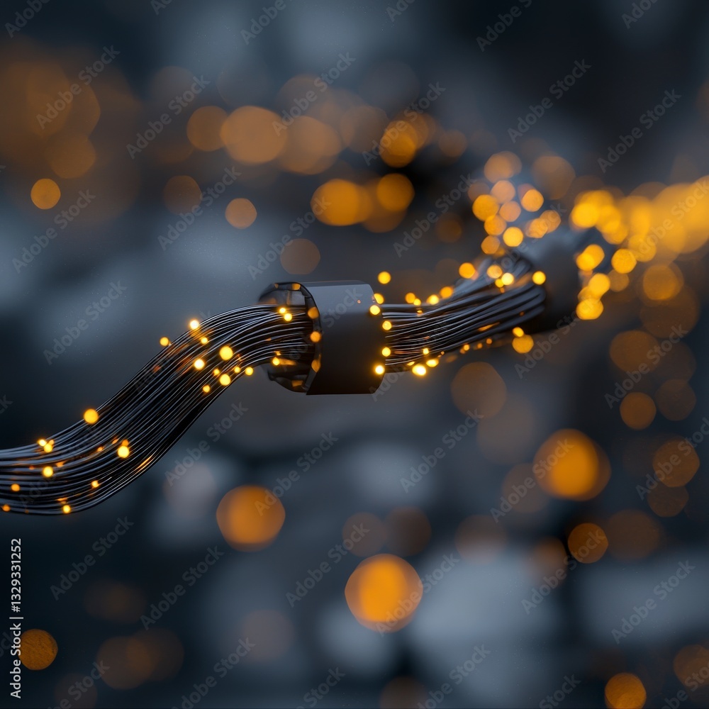 Poster twinkling lights on illumination wire with soft focus background creating a magical atmosphere for f