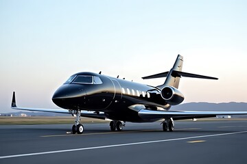 Private jet taking off at dawn airport runway aircraft photography aviation dynamic scene