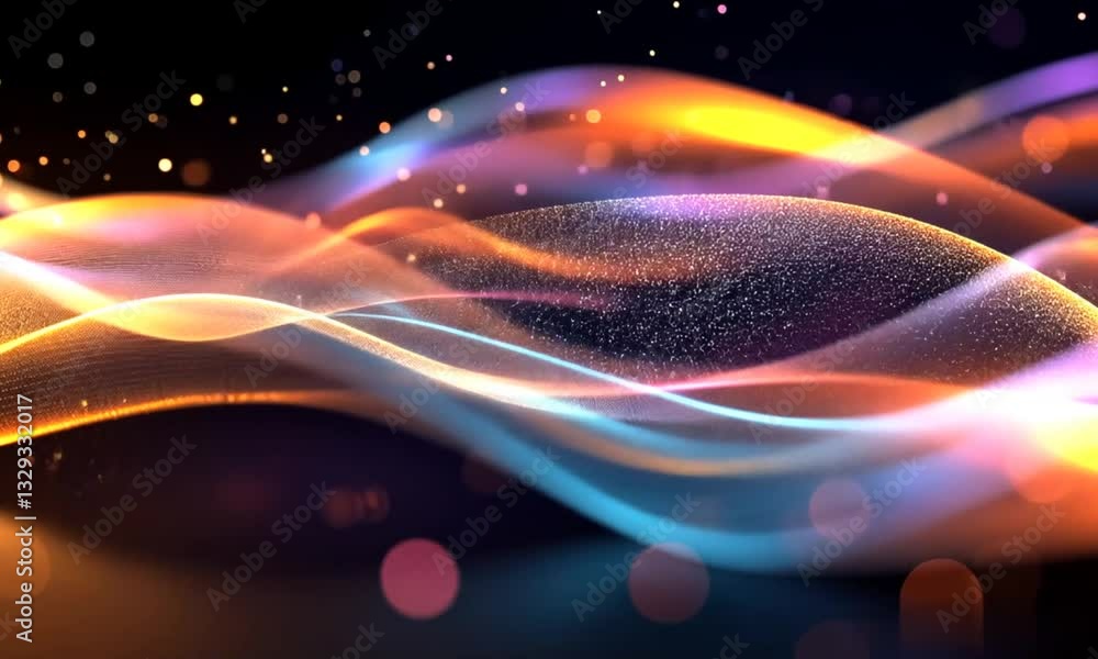 Poster dynamic abstract waves in vibrant colors create a stunning visual effect in a modern business settin