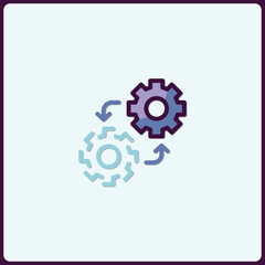 Elegant gears with connecting arrows showcasing system optimization icon
