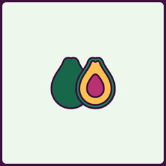 Stylized Avocado Halves Icon, Modern and Minimalist Food Design