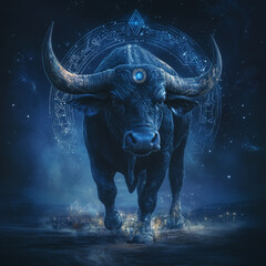 Naklejka premium Beautiful modern illustration of zodiac signs in astrological style, zodiac wheel horoscope, AI generated