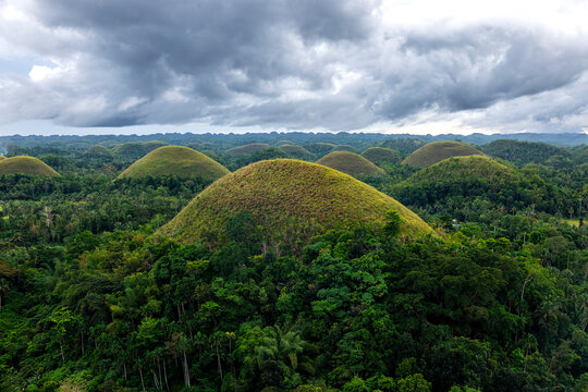 View of Chocolate Hills on the island of Bohol, Philippines