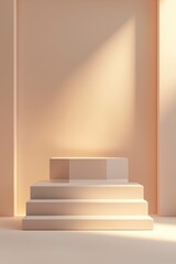 Fototapeta premium Minimalist Display Pedestal in Soft Natural Lighting Interior Setting