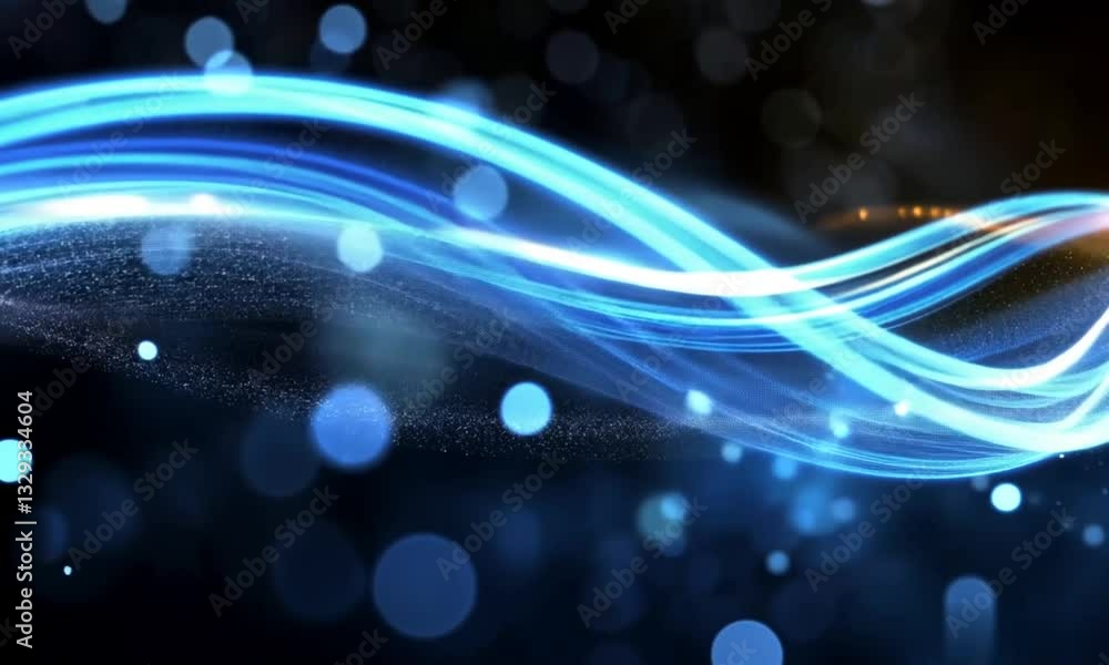 Aufkleber dynamic background with glowing blue waves and shimmering particles for business presentations or di